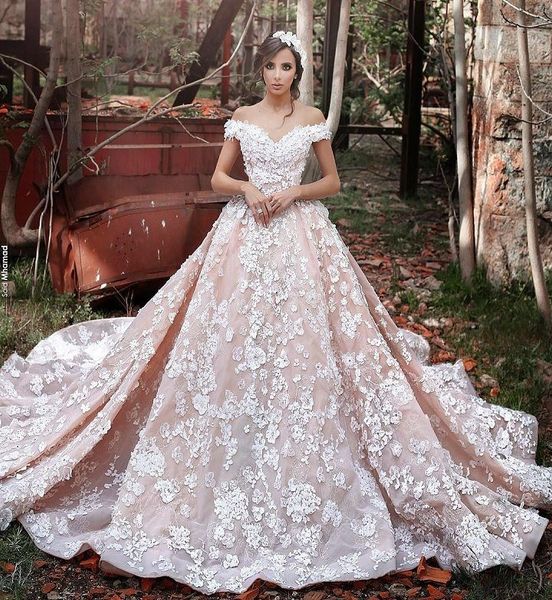 

off shoulder full lace a-line wedding dresses beach modest garden bridal gowns formal vestidos de marriage beautiful, White