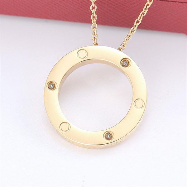 

love luxury necklaces women round pendant stainless steel couple fashion jewelry for neck christmas valentine day gifts girlfriend225z, Silver