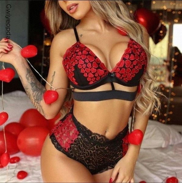 

women underwear lace lingerie set erotic hollow out nightwear transparent exotic sets porno costumes bras 656i#, Red;black