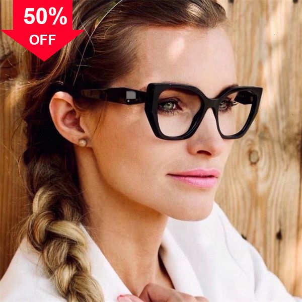 

designer sunglasses p family cat's eye plate plain color star net red flat light frame can be matched with digital display face small s, White;black
