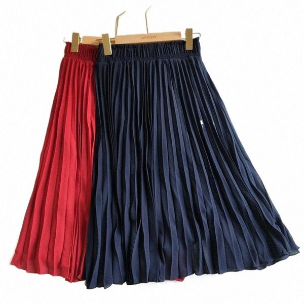 

women's summer pleated chiffon skirts woman 2022 new p2rw#, Black