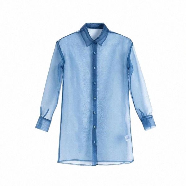 

women's blouses & shirts 2021 organza long transparent shirt womens blouse vintage party clothing blusas mujer h6yb#, White