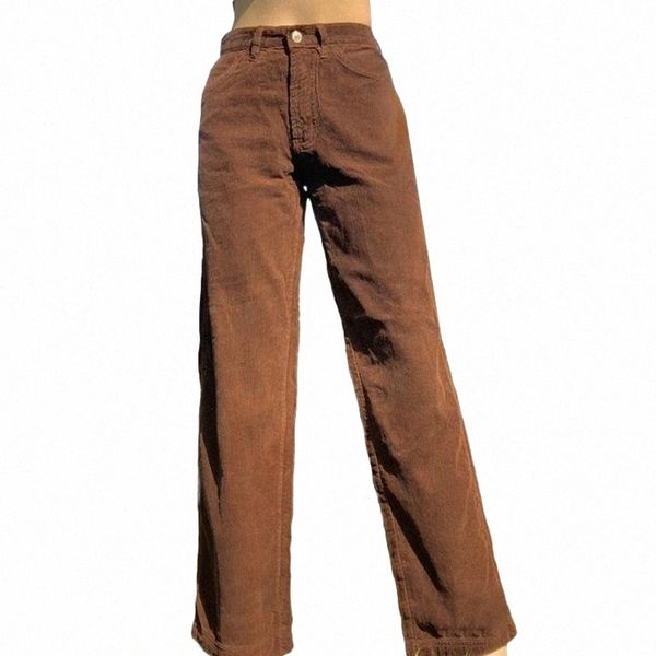 

women's pants & capris women wide leg corduroy vintage high waist solid color loose with pockets fashion autumn winter clothing y6kr#, Black;white