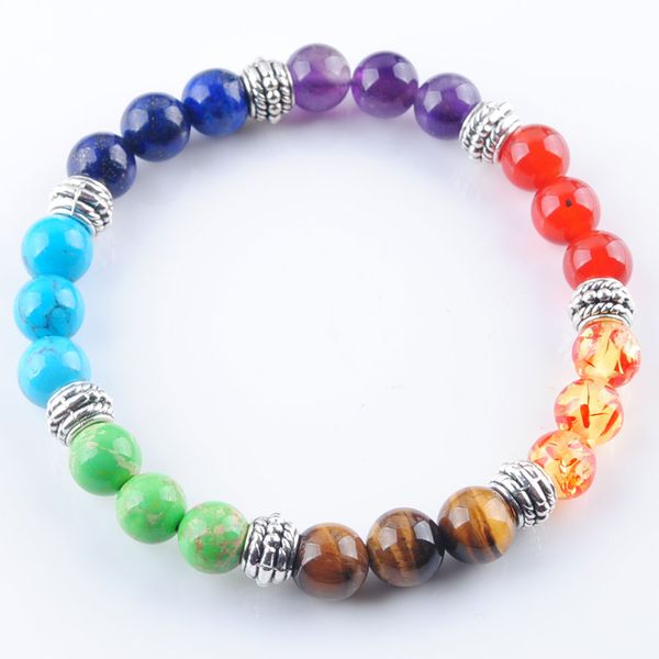 

beautiful 7 chakras reiki gem stone beads strand bracelet jewelry yoga meditation for women bracelets k3281, Black