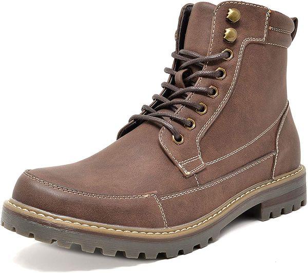 

winter men's oxford boots motorcycle combat fur lined thermal boots brown, Black