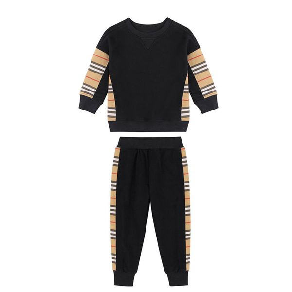 

kids designer clothing sets plain pants with plaid decoration childrens suit school, White