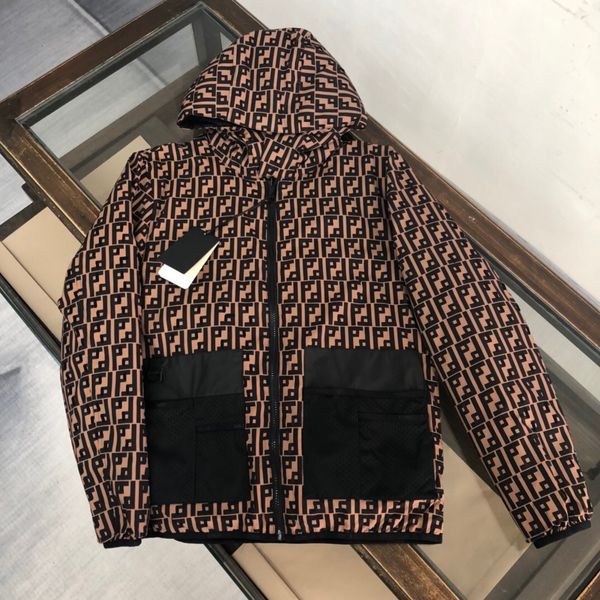

2023 new men's ladies down jacket short hood collar letter print style street zipper european style, Black
