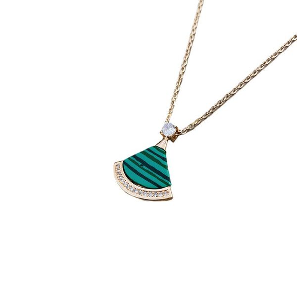 

designer necklace luxury jewelry necklaces 925 small skirt necklace female fan-shaped diamond pendant chain clavicle chains valentine's, Silver
