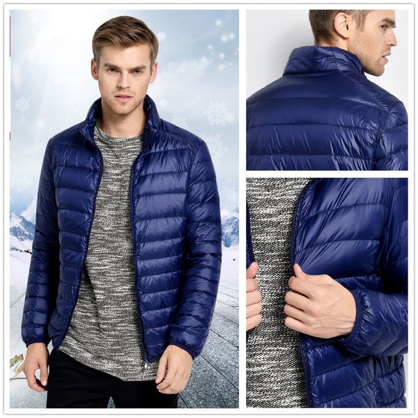 

down jacket mens autumn and winter new style stand collar thin short korean version wholesale slim white duck down warm coat, Black
