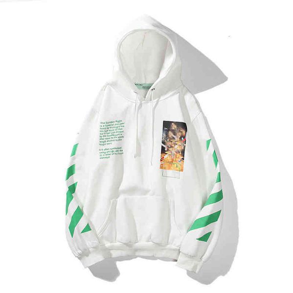 

loose classic mens offs sweatshirts quality fashion brand hoodie designers luxury pullover back oil paint arrow x womens t shirt, Black