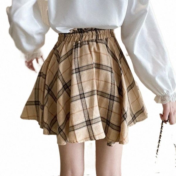 

skirts women high waist plaid above knee elegant fashion leisure all-match chic female korean style streetwear student r8dp#, Black