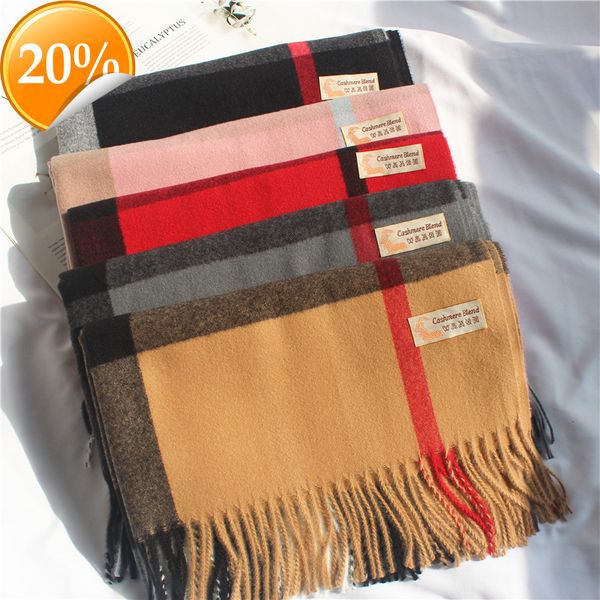 

new design scarf autumn and winter imitation cashmere plaid women's warm thickened korean shawl, Blue;gray