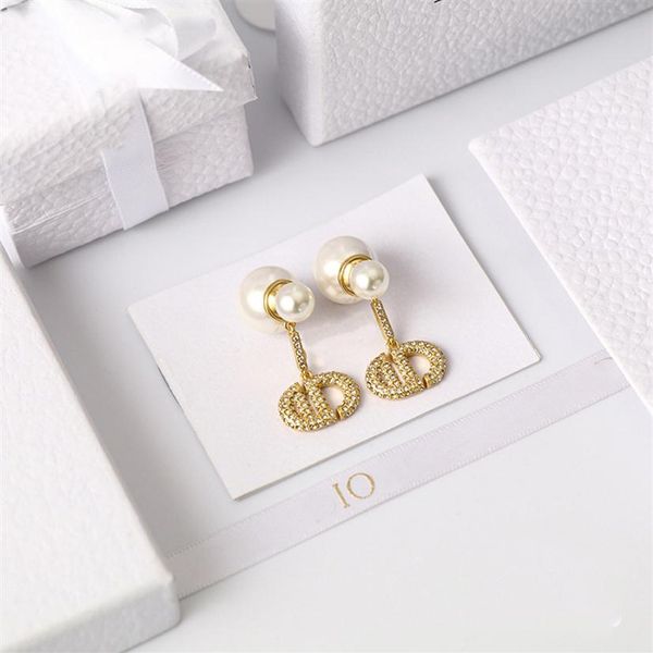 

d letter designer earring c tassel die earrings stud women pearl petit studs tribales earing female jewelry fashion necklace bracelet g261z, Golden;silver