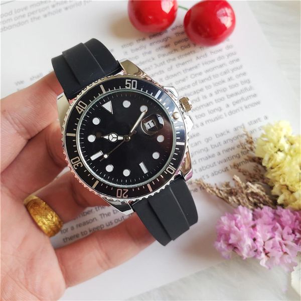 

new men's 40mm rubber bracelet 116660 quartz business casual sea mens watch299c, Slivery;brown