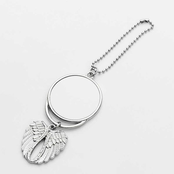 

keychainblank heat transfer printing angel wings key chain car pendant aluminum sheet metal pendant gift, Silver