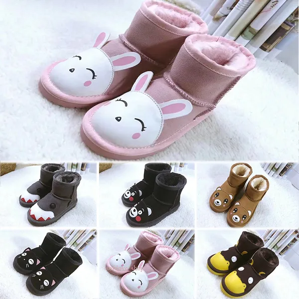 

winter girls boots kids sonw children shoes warm fur plush waterproof rubber pu leather fashion baby princess shoes lm, Black