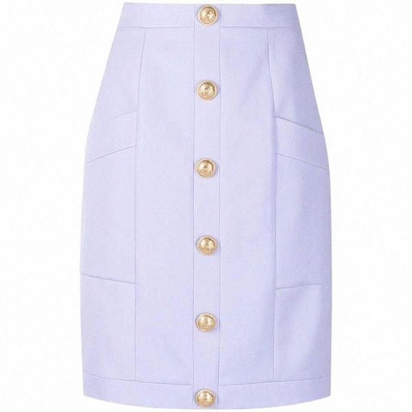 

skirts high street summer s/s designer latest fashion women's lion buttons embellished pockets skirt p8wy#, Black
