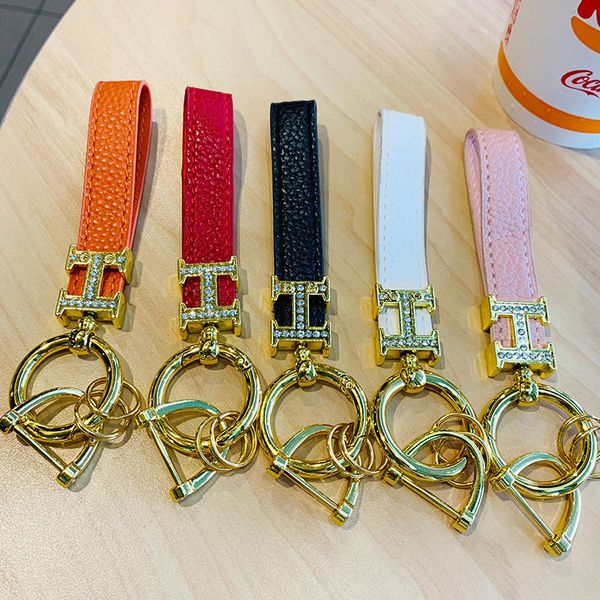 

fashion key buckle car keychain handmade leather keychains men women bag pendant accessories, Silver