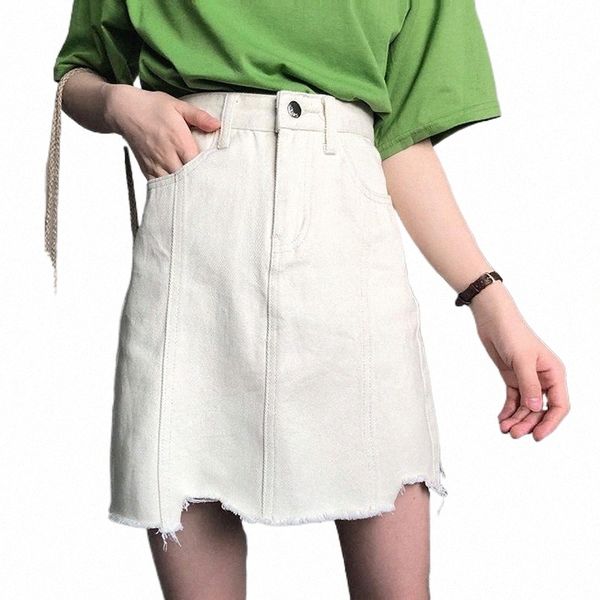 

skirts 2 colors mihoshop ulzzang korean korea women fashion clothing high waist simple denim beige skirt i4o3#, Black