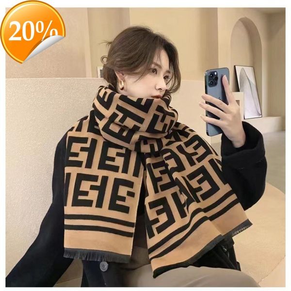 

new design scarf 2022 winter style cashmere f letter network red versatile long tassel shawl fashion thickening, Blue;gray