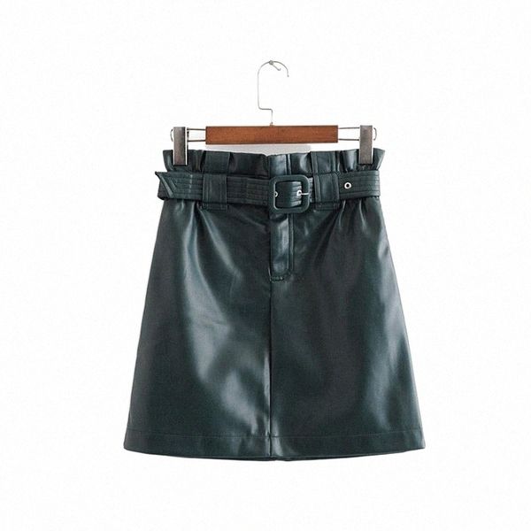 

skirts fashion faux leather skirt women winter korean style casual a line short high waist pu zipper black armygreen 33lb#