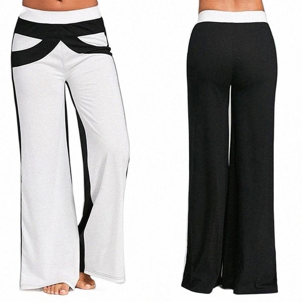 

summer loose wide leg pants women's office suits ladies colorblock fashion stitching long trousers for women clothing & capris j3cj#, Black;white