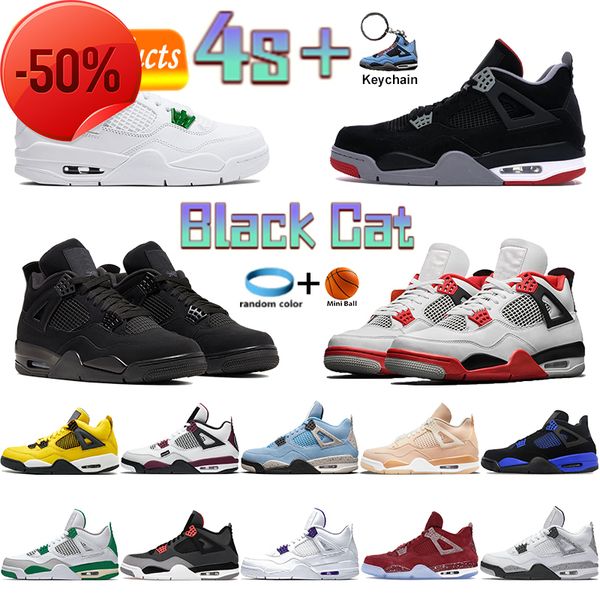 

black cat 4 4s basketball shoes og black cement fire red metallic green pureple university blue tour yellow shimmer classic men sneakers