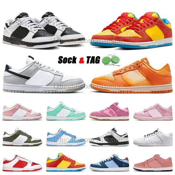 

2022 new flat running shoes famous designer reverse panda sneakers orange green bear graffiti spartan green easter cool grey fog heineken ch, Black