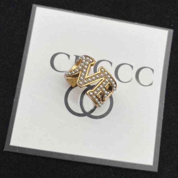 

selling gu 2022 cci fashion brand men's and women's rings pearl light luxury open ring simple fashion temperament design let262i, Silver