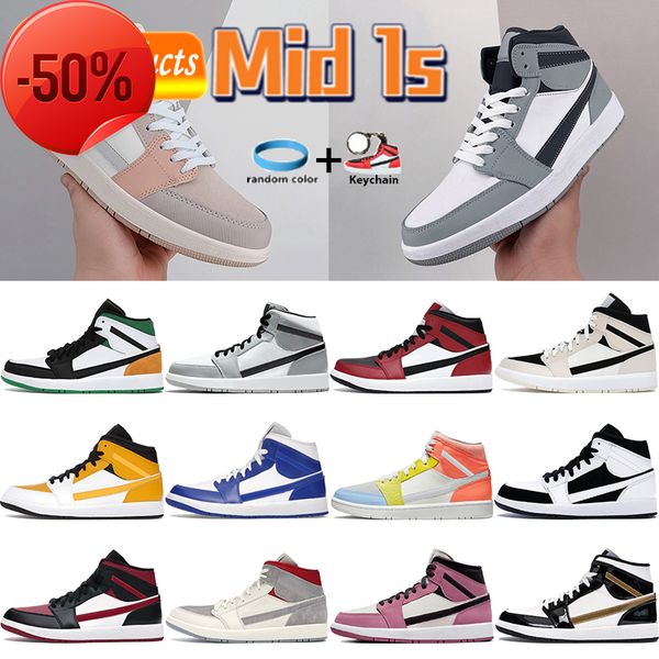 

basketball shoes mid sneakers 1 1s men pink quartz light smoke grey 2.0 milan bred toe berry pink pine green classic sport shoe mens, Black