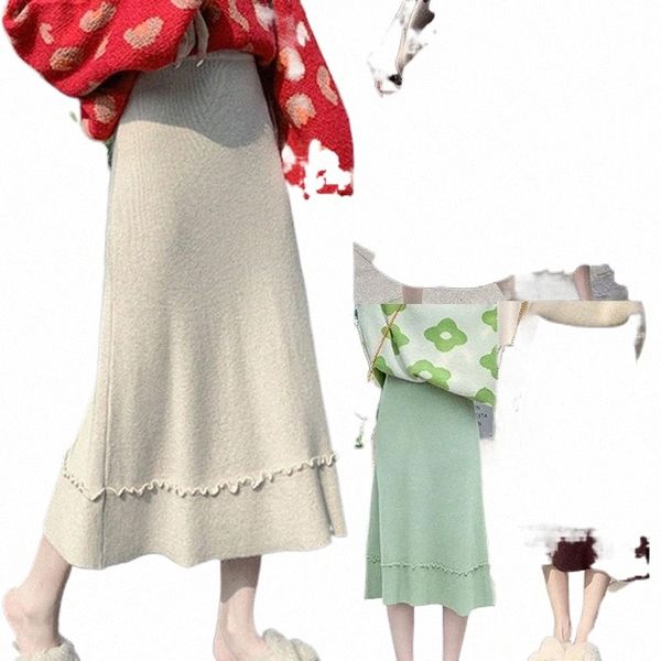 

skirts 2021 women spring lady elegant loose pure color leisure skirt long summer fashion club calf mujer w1yu#, Black