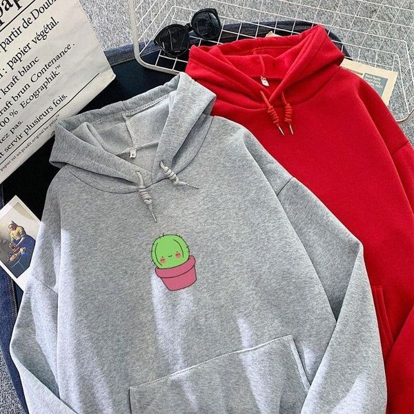 

women's hoodies & sweatshirts women aesthetic pink korean hoodie oversize kawaii cactus clothes vintage winter sweetshirt harajuku y13h, Black