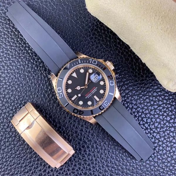 

watch mechanical cal.3235 movement 40 mm rubber strap sapphire crystal glass super luminescent waterproof clean factory, Slivery;brown