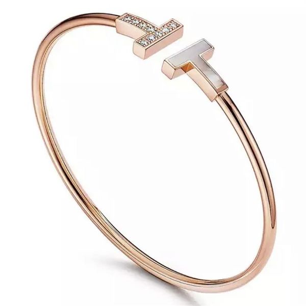 

double t wristband white fritillaria women's bracelet 17cm open designer bracelets adjustment silver rose gold wi1700, Golden;silver