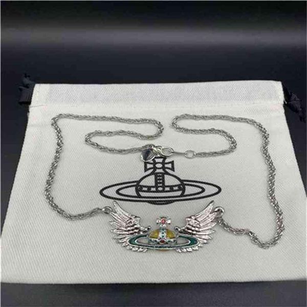 

empress dowager vivian silver wings saturn wings pearl necklace brooch -- b8100337f