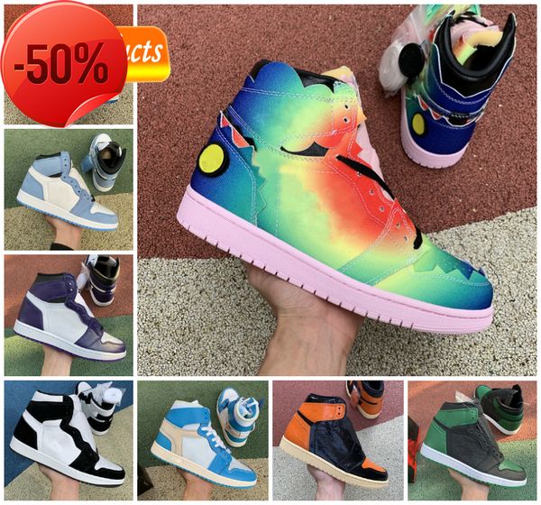 

jumpman men 1 basketball shoes 1s og university blue hyper royal patent banned panda dark mocha bred shadow unc twist smoke grey tan gum, Black