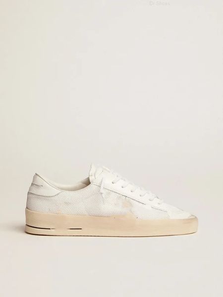 

ladies star dirty shoes designer version luxury italian retro handmade stardan white mesh sneakers with black suede stars