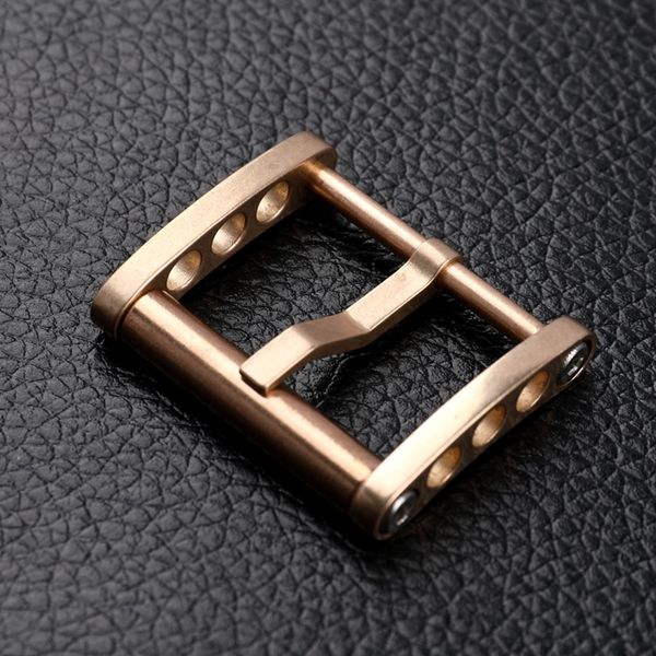 

20 22 24 26mm cusn8 solid copper bronze screw buckle fit for rubber leather strap watch band, Black;brown