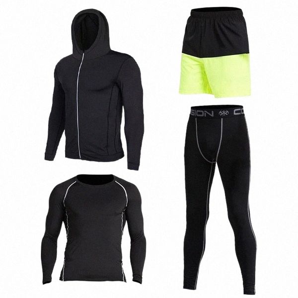 

men's tracksuits 2021 survetement homme 4pcs men suits quick dry fitness clothing u242#, Gray