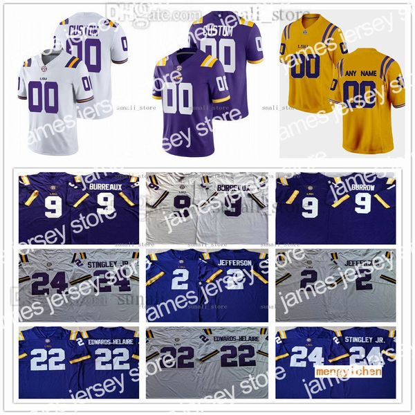 

american college football wear lsu tigers ncaa college 6 jacob phillips jerseys 18 tre'davious white 33 jamal adams 6 terrace marshall, Black
