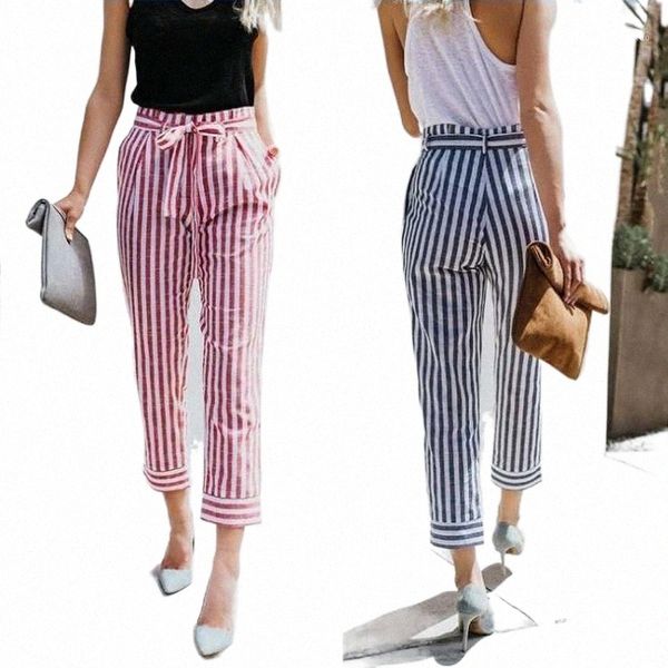 

summer pants for women striped straight-legged casual button-down 2021 with pockets women's clothing & capris c9o9#, Black;white