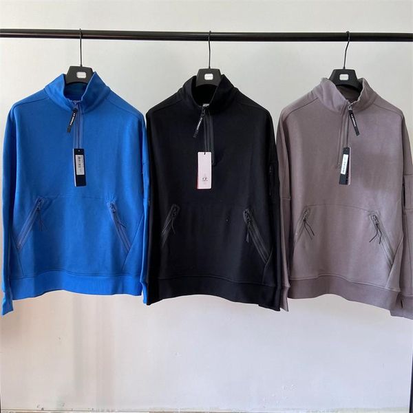 

men's sweatshirts cp sweatshirt stand-up collar men's korean version hoodies sports zipper youth outdoor solid color pullover clot, Black