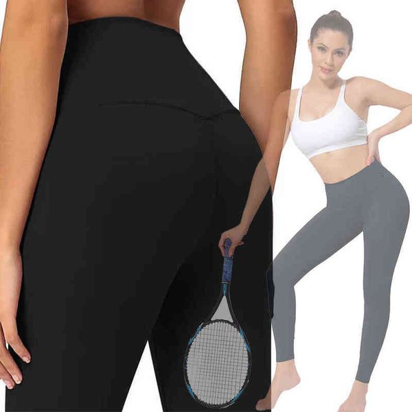

women's leggings lu-012 yoga shorts leggings pants brushed thin waist butt lift outer wear gym workout running short women's tight, Black