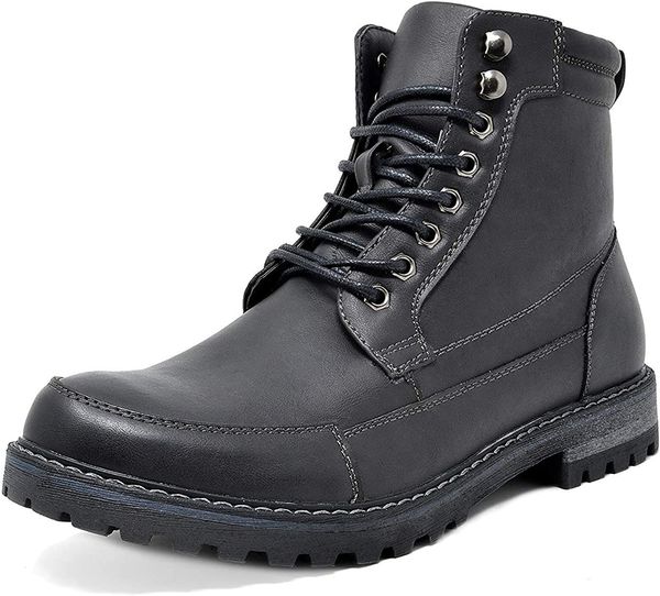 

winter men's oxford boots motorcycle combat fur lined thermal boots black