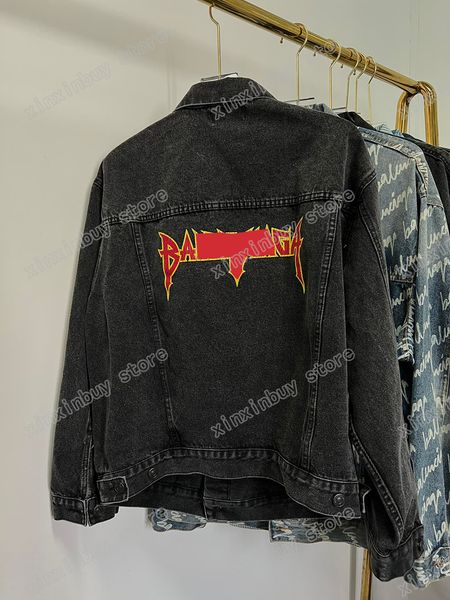 

xinxinbuy men designer coats jacket denim jacquard destroyed letter paris long sleeve women black khaki white s-l, Black;brown