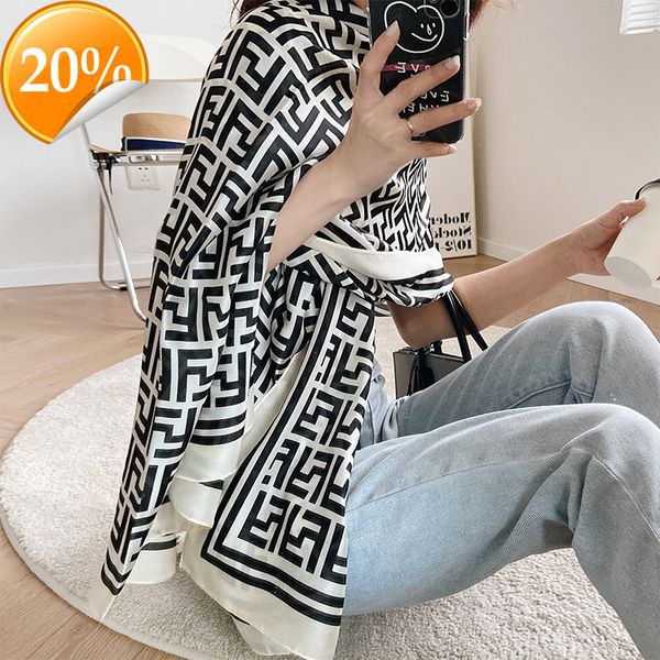 

new design scarf women's summer thin shawl silk long spring and autumn mother's versatile gift, Blue;gray