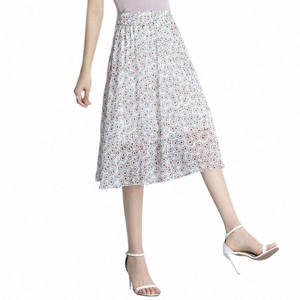 

skirt faldas high waist largas women's jupe longue femme long korean fashion midi summer floral knee-length commute skirts s1do#, Black