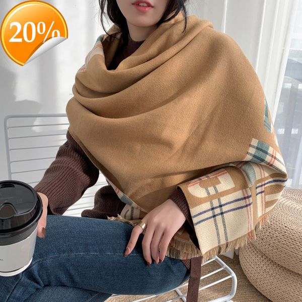

new design scarf 2022 women's winter korean version versatile cashmere imitation dual-purpose double-sided shawl long thickened warm bi, Blue;gray