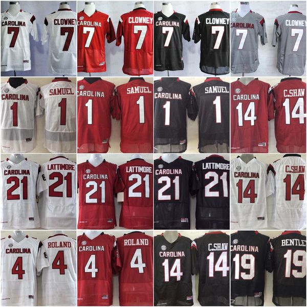 

ncaa 1 deebo samuel football jersey south carolina gamecocks 7 jadeveon clowney 14 connor shaw 19 jake bentley 21 marcus lattimoew stitched, Black