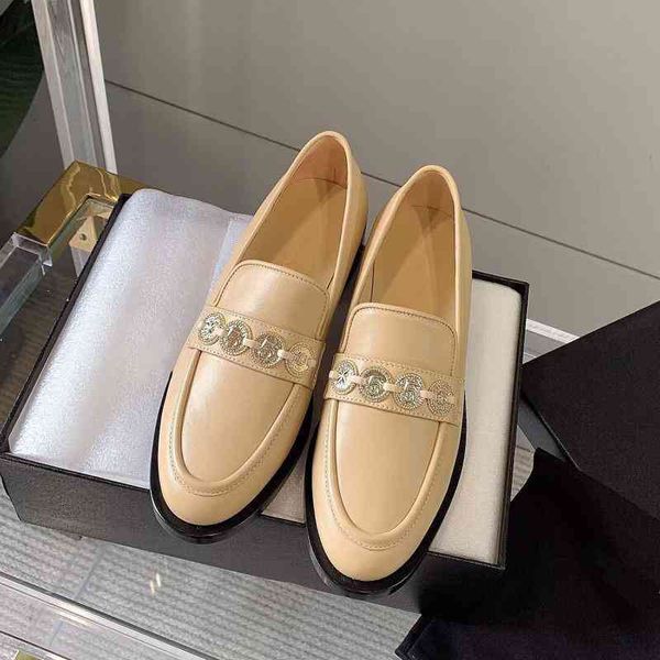 

dress shoes gold lucky shoes women's genuine leather british style one-step middle heel autumn net red small, Black